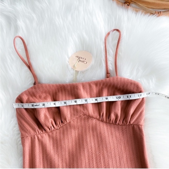 Camila Coelho Claudia Midi Dress in Rose Ribbed Jersey Adjustable Shoulders NWT - Picture 10 of 11